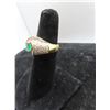 Image 3 : 14K YG Diamond/Emerald Ring w/One Round Cut Emerald and 76 Round Cut Diamonds
