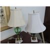 Image 1 : Vintage Marble Base Green Glass Lamps - 2