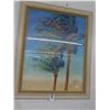 Image 1 : Framed Blowing Palm Trees Art Artist Signed - 20  X  30