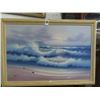 Image 1 : Framed Oil On Canvas Beach Scene Artist Signed