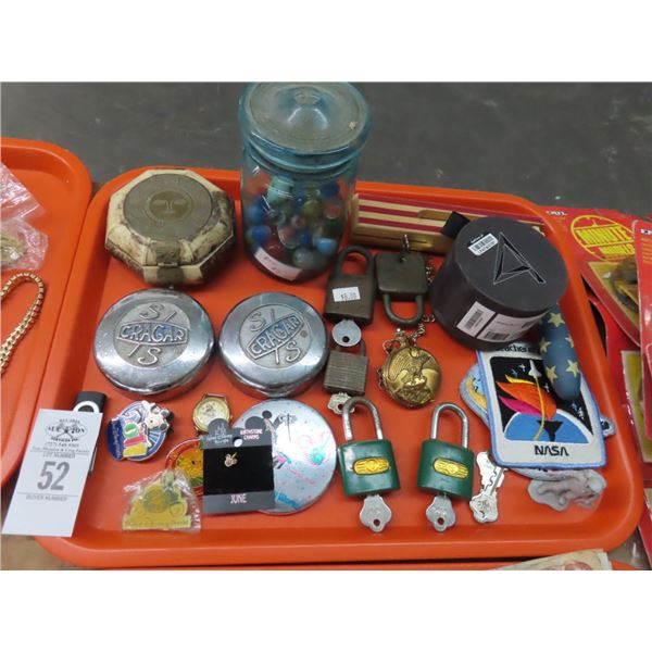 Vintage Padlocks, Marbles, Rim Spinners, Disney Pins, More