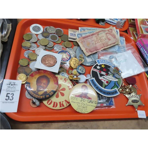 Political Pins, Foreign Currency, Collector Coins