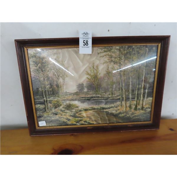 Framed Forest Pond Scene