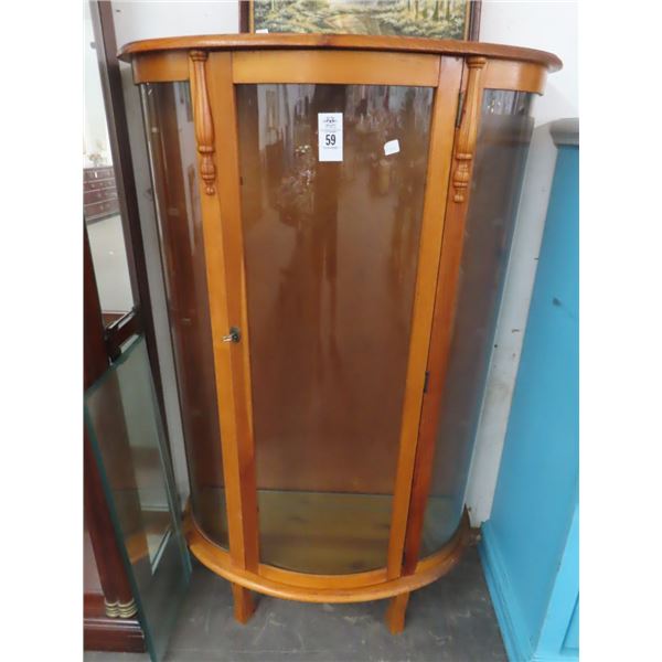 Oak Bow Front Curio w/Key