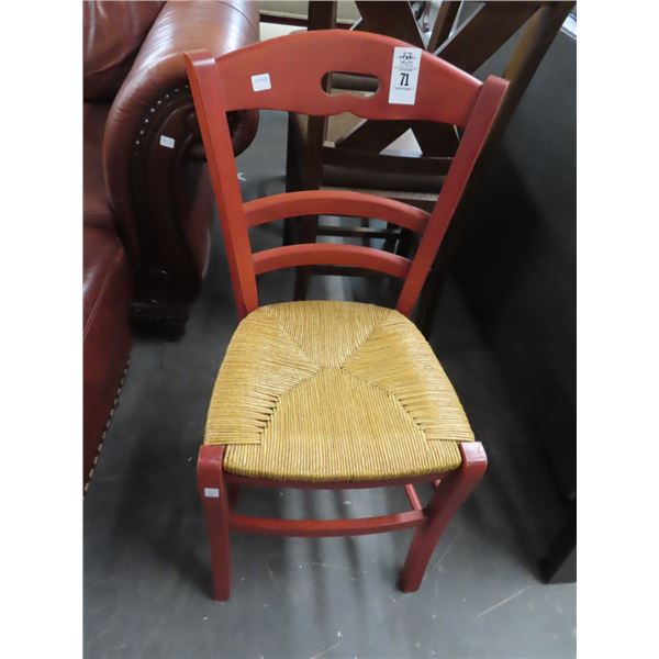 Red Painted Rush Seat Ladderback Chair