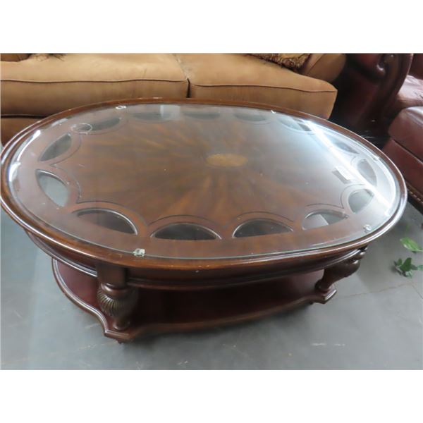 Mahogany Oval Glasstop Coffee Table