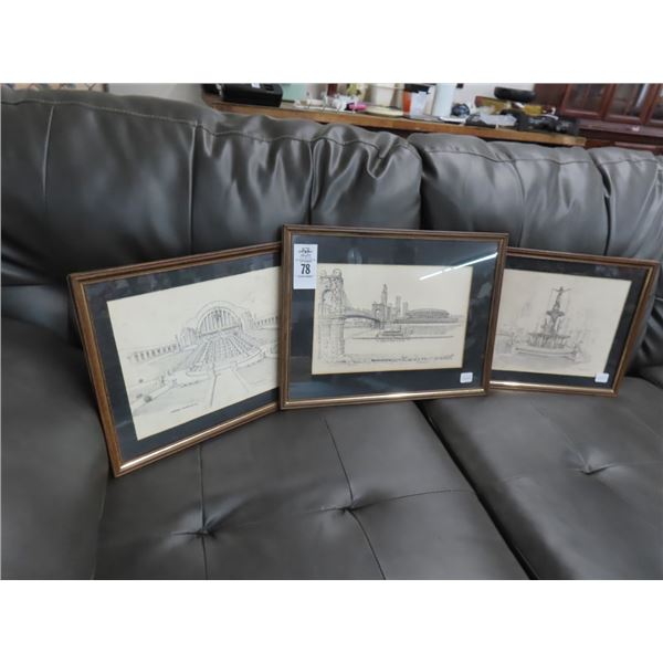 Framed Sketches Union Terminal, Riverfront Stadium, Other