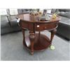Image 3 : Ornate Carved Mahogany Round End Table w/Drawer