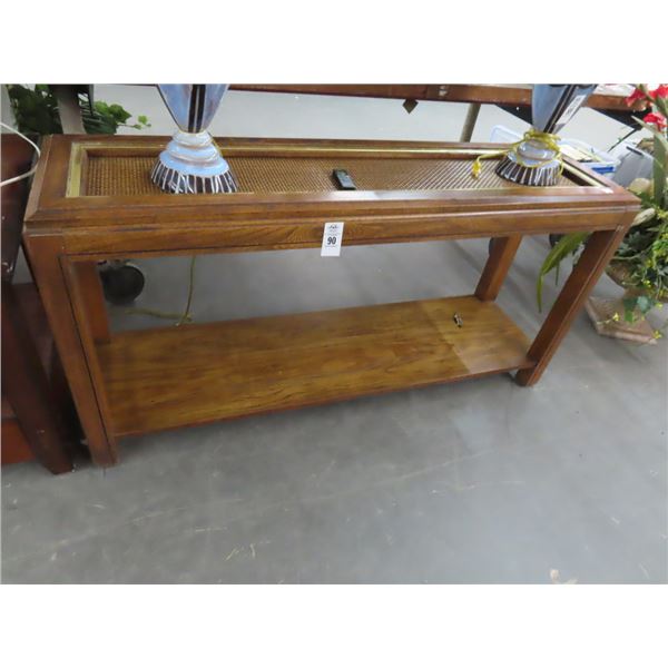 Oak w/Brass Trim Hall Table