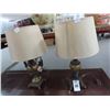 Image 1 : Ornate Brown Marble Style Small Lamps - Pair