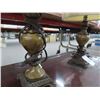 Image 2 : Ornate Brown Marble Style Small Lamps - Pair
