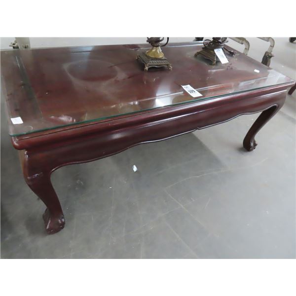 Cherry Cloth Foot Glasstop Coffee Table