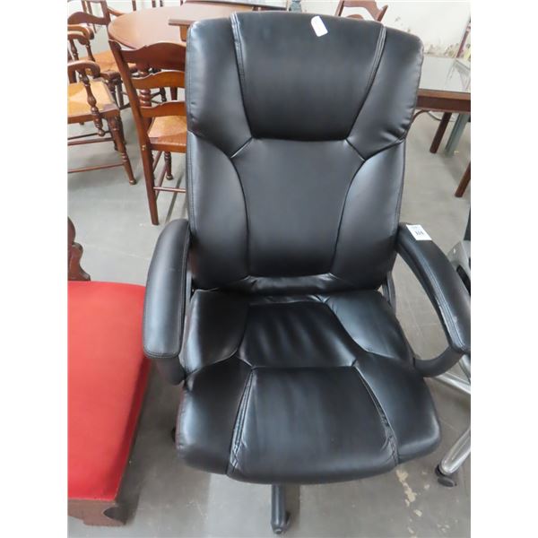 Black Leather Secretarial Armchair