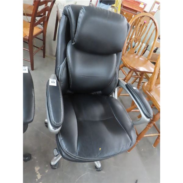 Black/Grey Leather Secretarial Armchair