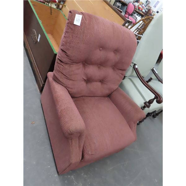 Mauve Cloth Tufted Recliner