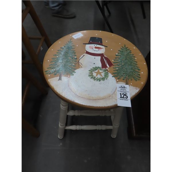 Painted Snowman Stool