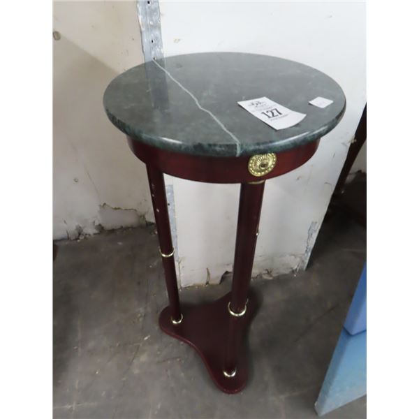 Bombay Cherry Round Marble Top Pedestal Table