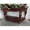 Image 1 : Carved Mahogany Glasstop Half Moon Hall Table