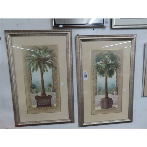 Framed Palm Wall Art - Pair