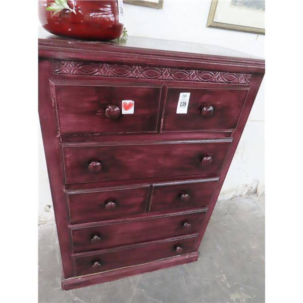 Purple Painted 5 Drawer Dresser
