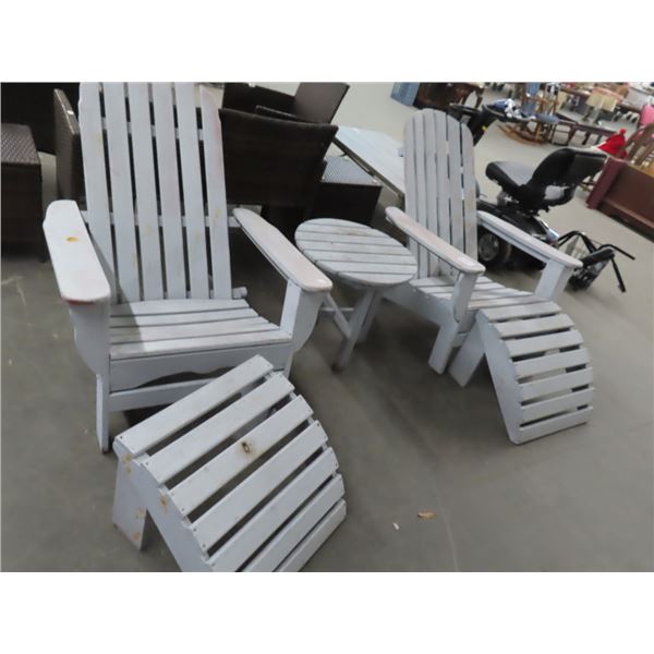 Adirondack Chairs w/Ottomans - Pair & End Table
