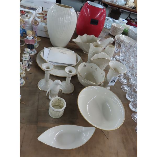 Asst. Lenox Candlesticks, Penguin, Vases, Shell