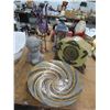 Image 1 : Mantle Clock, Cherub, Art Glass Bowl, Candle Lantern, Metal Bird