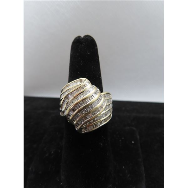 14K YG Diamond Ring w/200 Baguette Cut Diamonds Channel Set 12.7g - Replacement