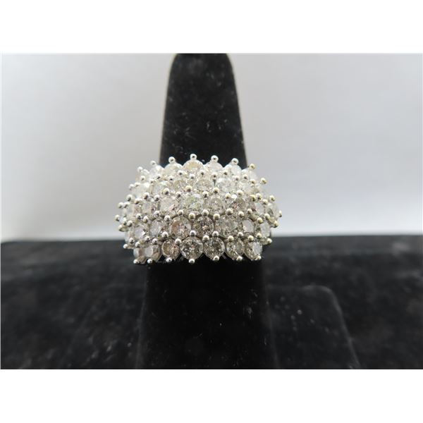 14K Two Tone Diamond Ring w/39 Round Cut Diamonds Prong Set 11.8g - Replacement