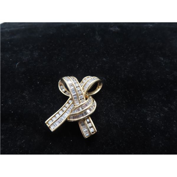 14K YG Diamond Pendant w/27 Round Cut Diamonds and 71 Baguette Cut Diamonds