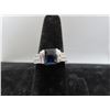 Image 1 : 18K WG Sapphire/Diamond Ring w/One Emerald Cut Sapphire and 6 Square Cut