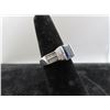 Image 3 : 18K WG Sapphire/Diamond Ring w/One Emerald Cut Sapphire and 6 Square Cut