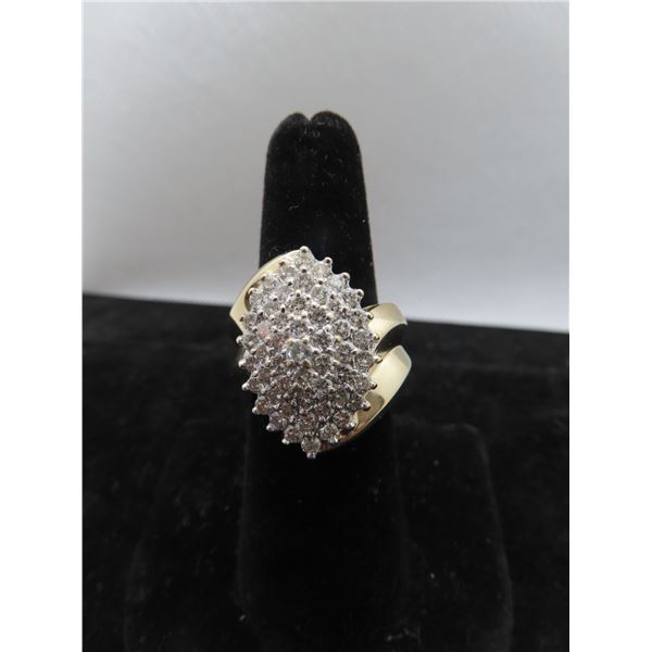 10K YG Diamond Ring w/51 Round Cut Diamonds Prong Set 10.1g - Replacement