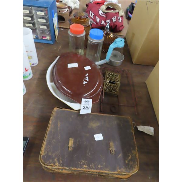 Travel Cologne Kit, Lidded Divided Dish, Amberglass Lidded Candy Dishes - 2