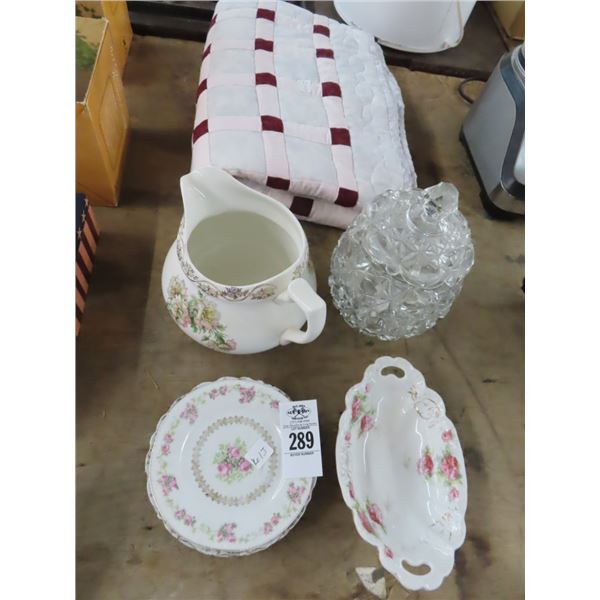 Floral China, Pitcher, Compote, Quilt