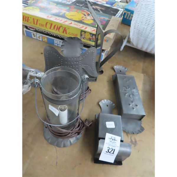 Ornate Metal Electric Lanterns, Candle Sconces