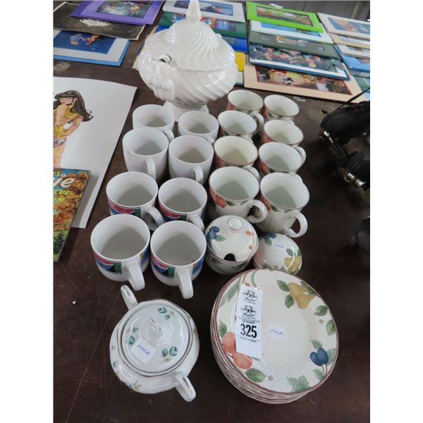 Mikasa Floral Cups/Saucers, Punch Bowl