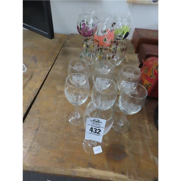 Fulton Crab House Souvenir Wine Glasses, Painted/Others