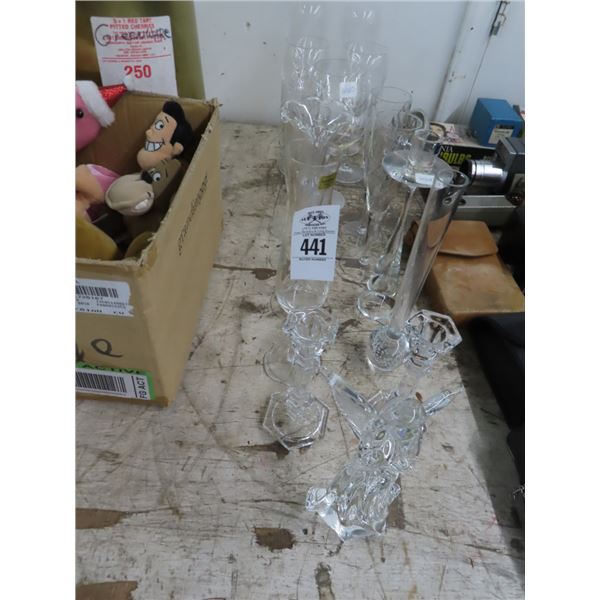 Crystal/Glass Candlesticks, Stems, Vases