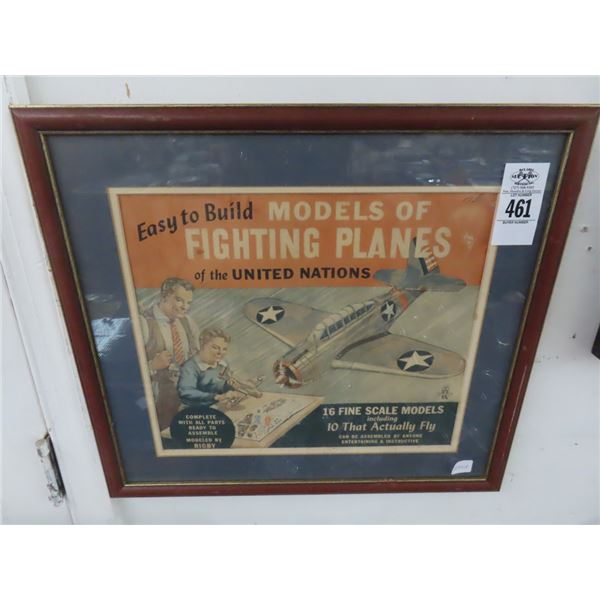 UN Fighting Planes Framed Vintage Promotion