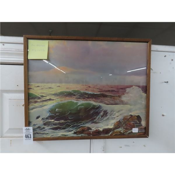 Vintage Framed Ocean Wall Art Artist Signed - 16  X  20