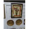 Image 1 : Gold Plated ? Tall Ship Wall Plates, Framed Floral