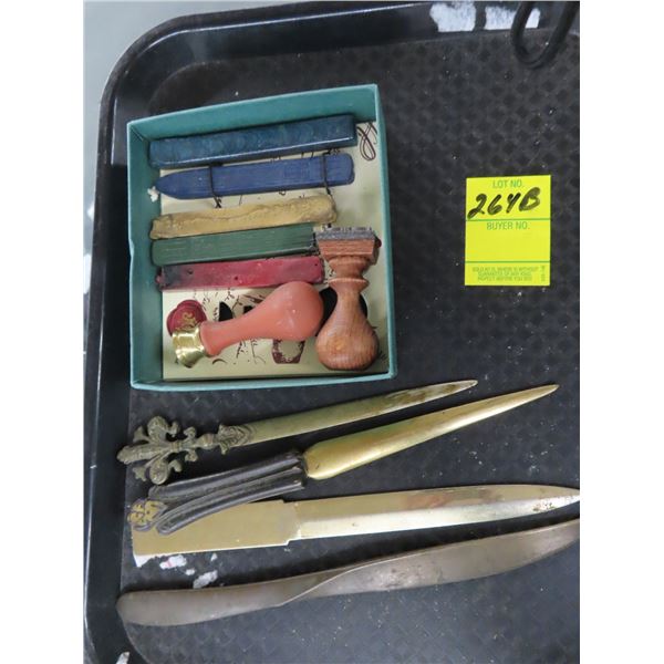 Vintage Letter Openers 4, Vintage wax Letter Sealers w/Colored Wax