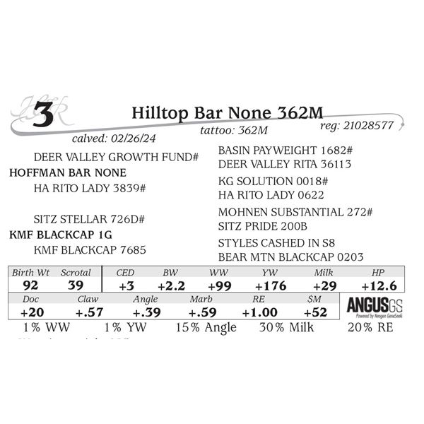 Hilltop Bar None 362M