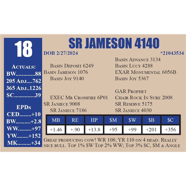 SR JAMESON 4140