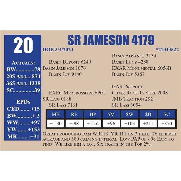 SR JAMESON 4179