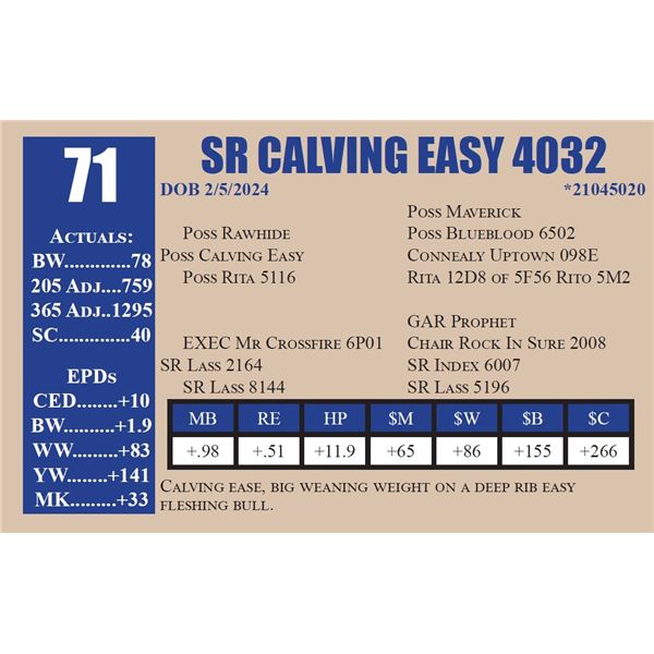 SR CALVING EASY 4032