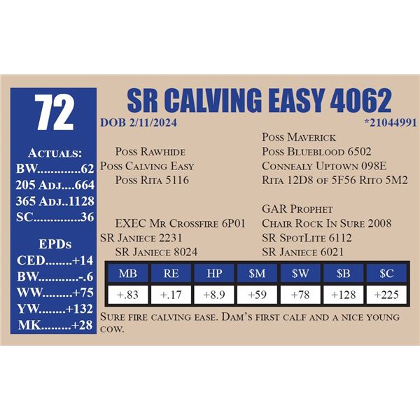 SR CALVING EASY 4062