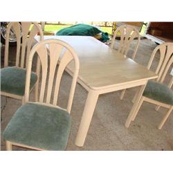 Blonde wood table w/4 high back padded chairs