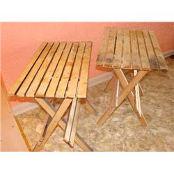 2 wooden folding patio tables